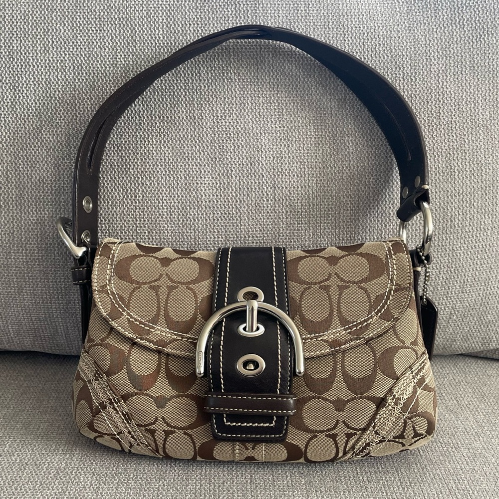 Coach SoHo Tan and Dark Brown Signature Shoulder Bag